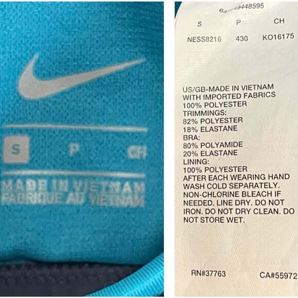 Nike Blue Striped Layered Tankini Swimsuit Top - Picture 3 of 5